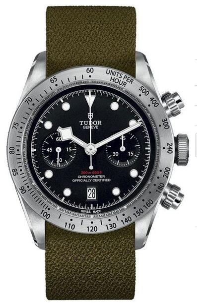 Replica Tudor Black Bay Chrono Green Fabric Strap Men's Watch M79350-0003-004